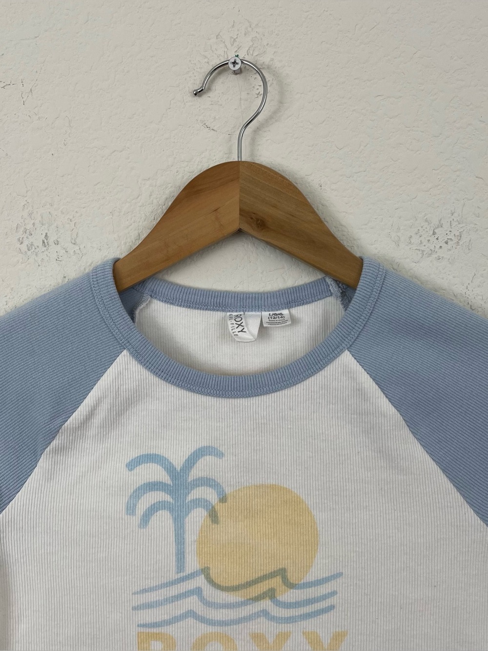 Roxy Girl Girls L 12/14 White/Blue Graphic T-Shirt